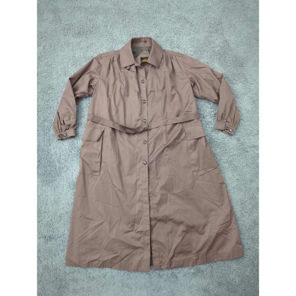 Vintage Fox Run Trench Coat Womens XXL Greenleaf Lodico Duster Utility 1980s 90s